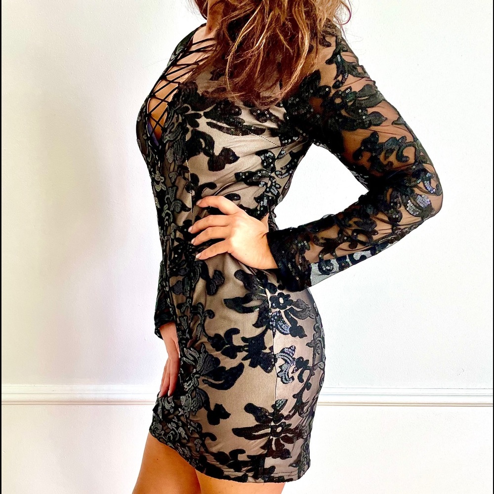 L’atiste by Amy mesh and sequin embroidered dress - Picture 2 of 5